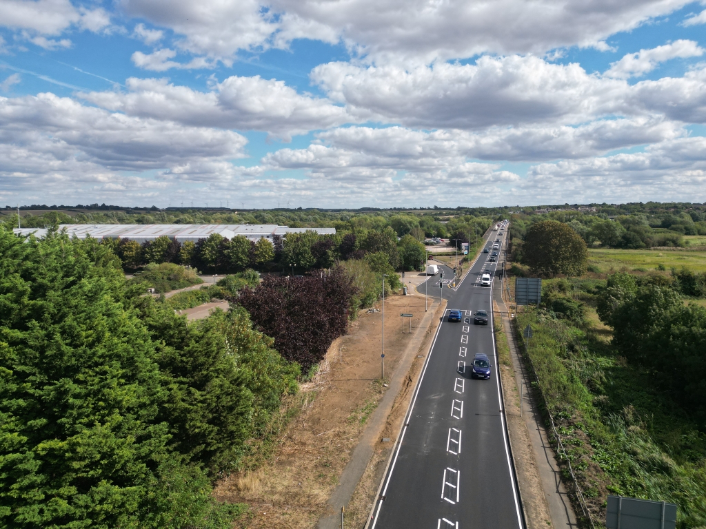 New signals DJI_0284 New signals on A6 at Irthlingborough by PGR Construction